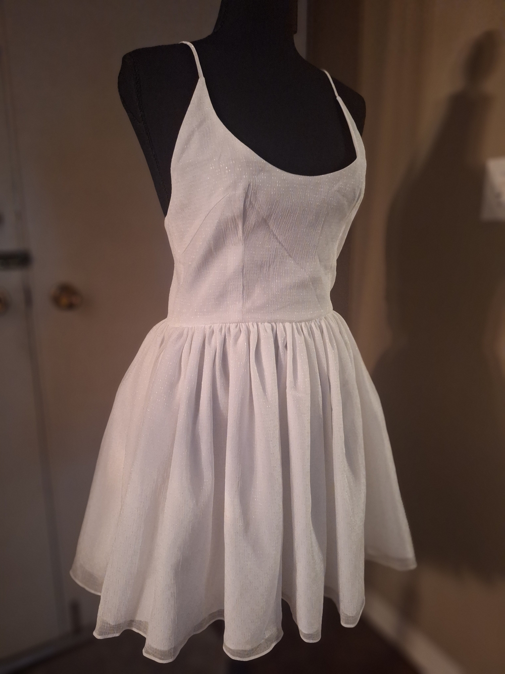 NWT Adeirlina White Spaghetti Strap Mini Dress with Flared Skirt Sz S